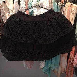LoveShackFancy Black Eyelet Mini Skirt